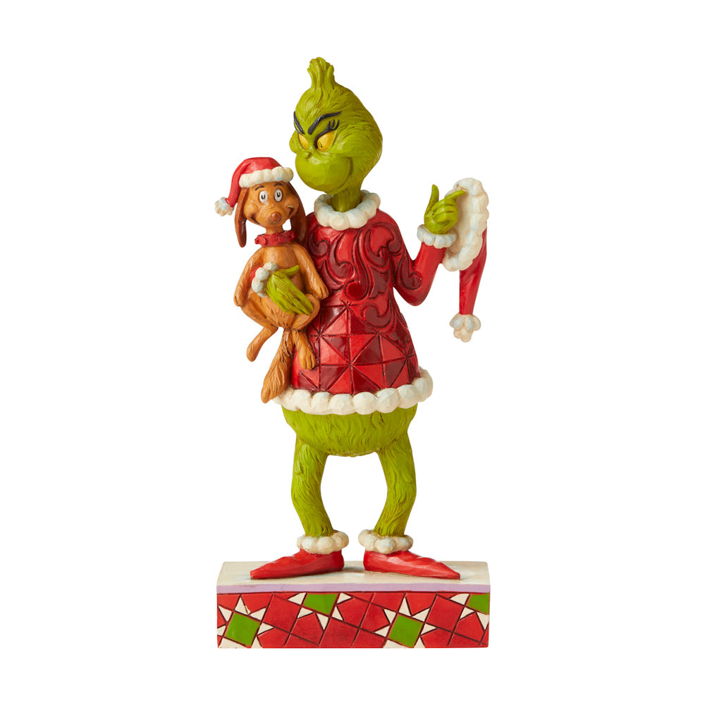 Heartwood Creek Dr Seuss Grinch Holding Max Under Arm Figurine