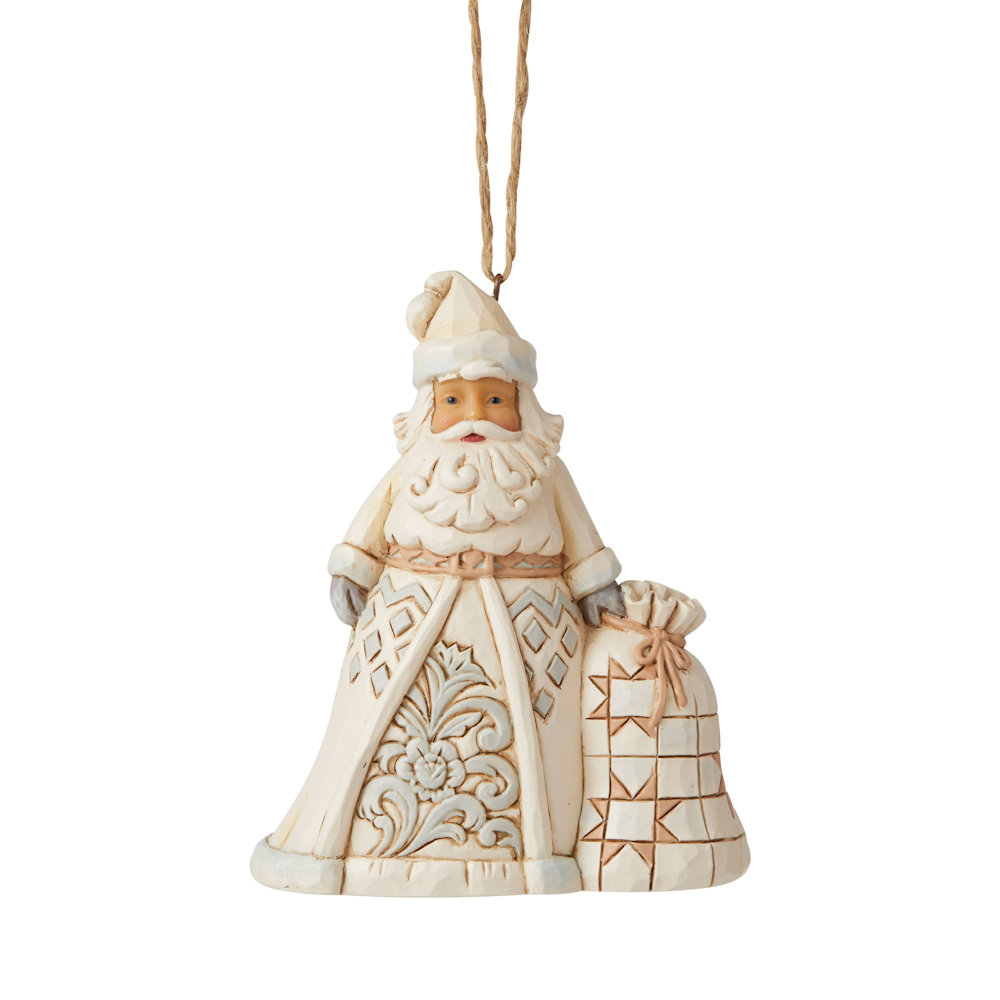 Heartwood Creek White Woodland Santa with Toy Bag Ornament