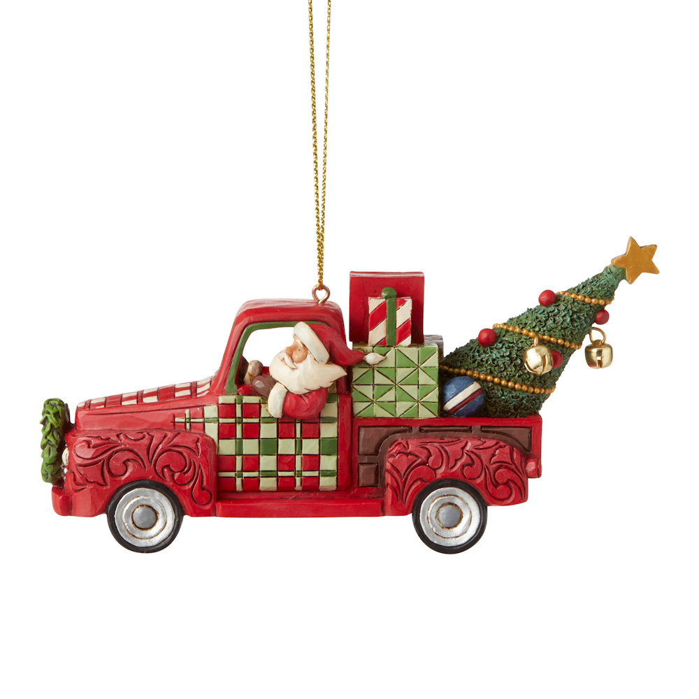 Heartwood Creek Country Living Santa in Red Truck Ornament