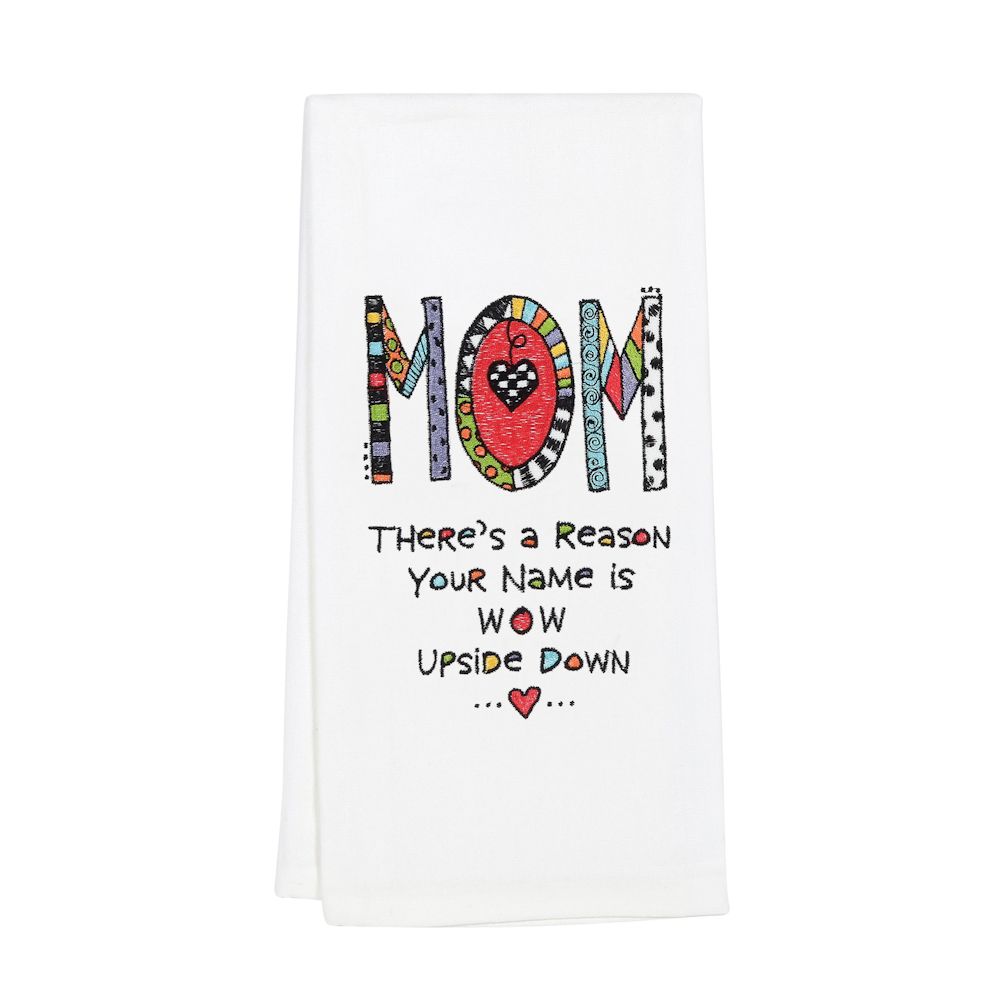 Our Name Is Mud Cuppa Doodle Embroidered Mom Tea Towel