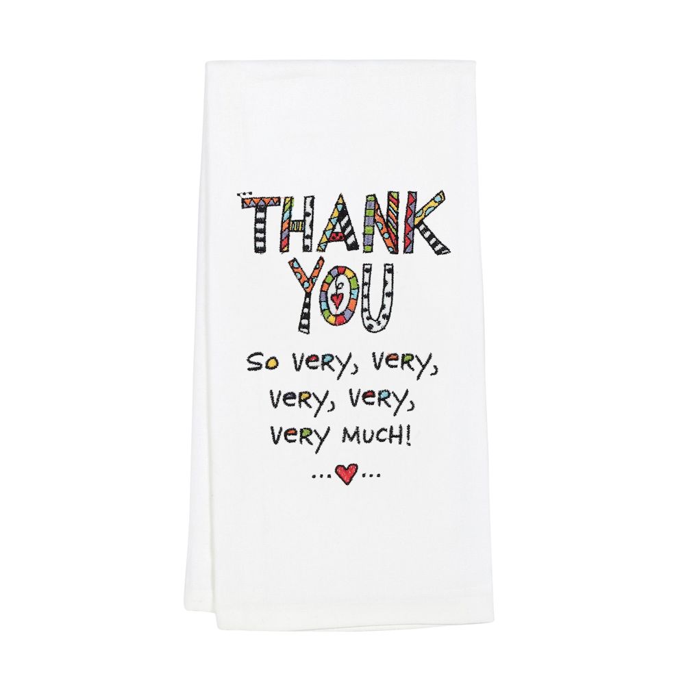 Our Name Is Mud Cuppa Doodle Embroidered Thank You Tea Towel
