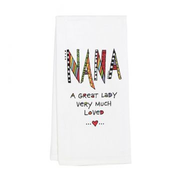 Our Name Is Mud Cuppa Doodle Embroidered Nana Tea Towel