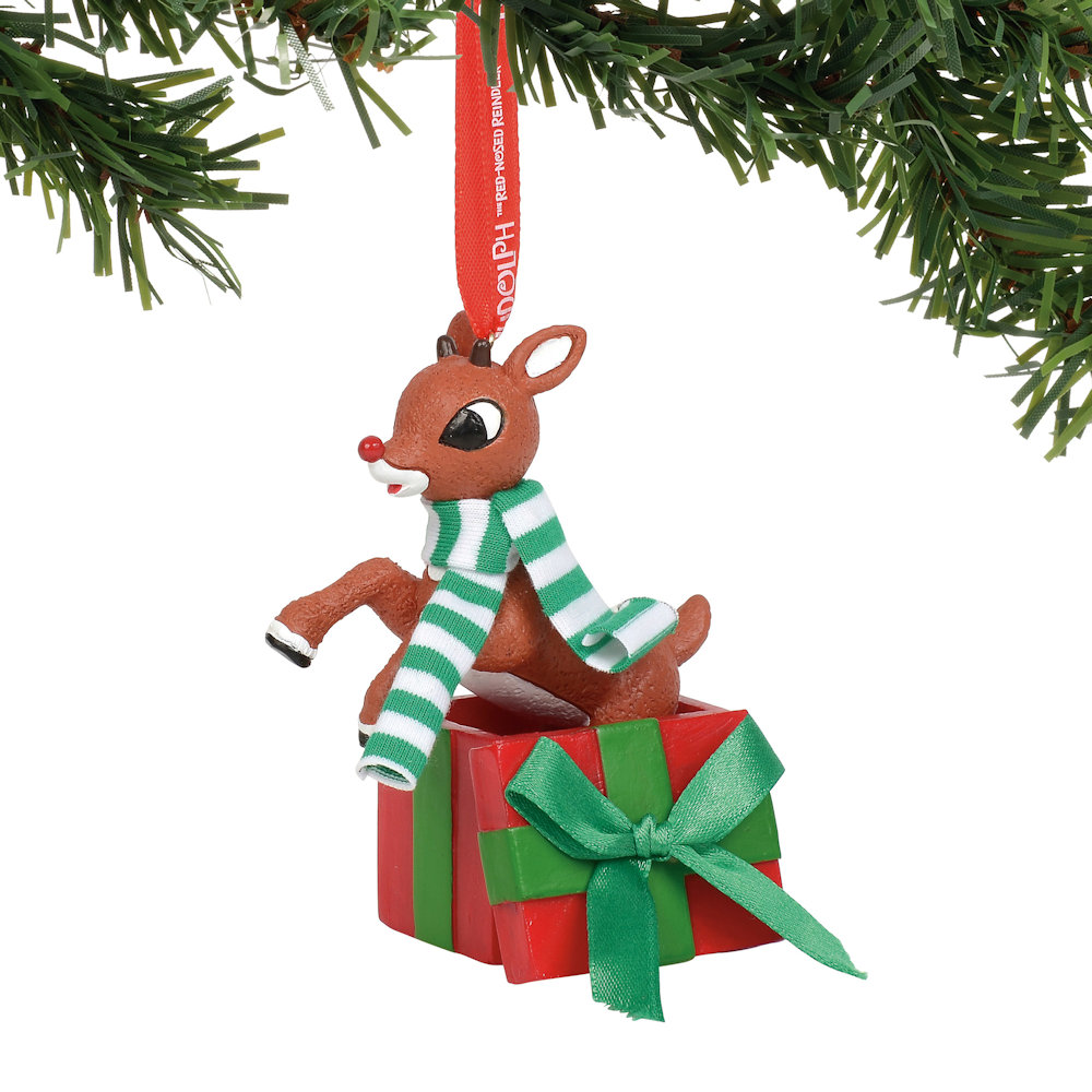 Department 56 Rudolph Jumping Out of Gift Ornament