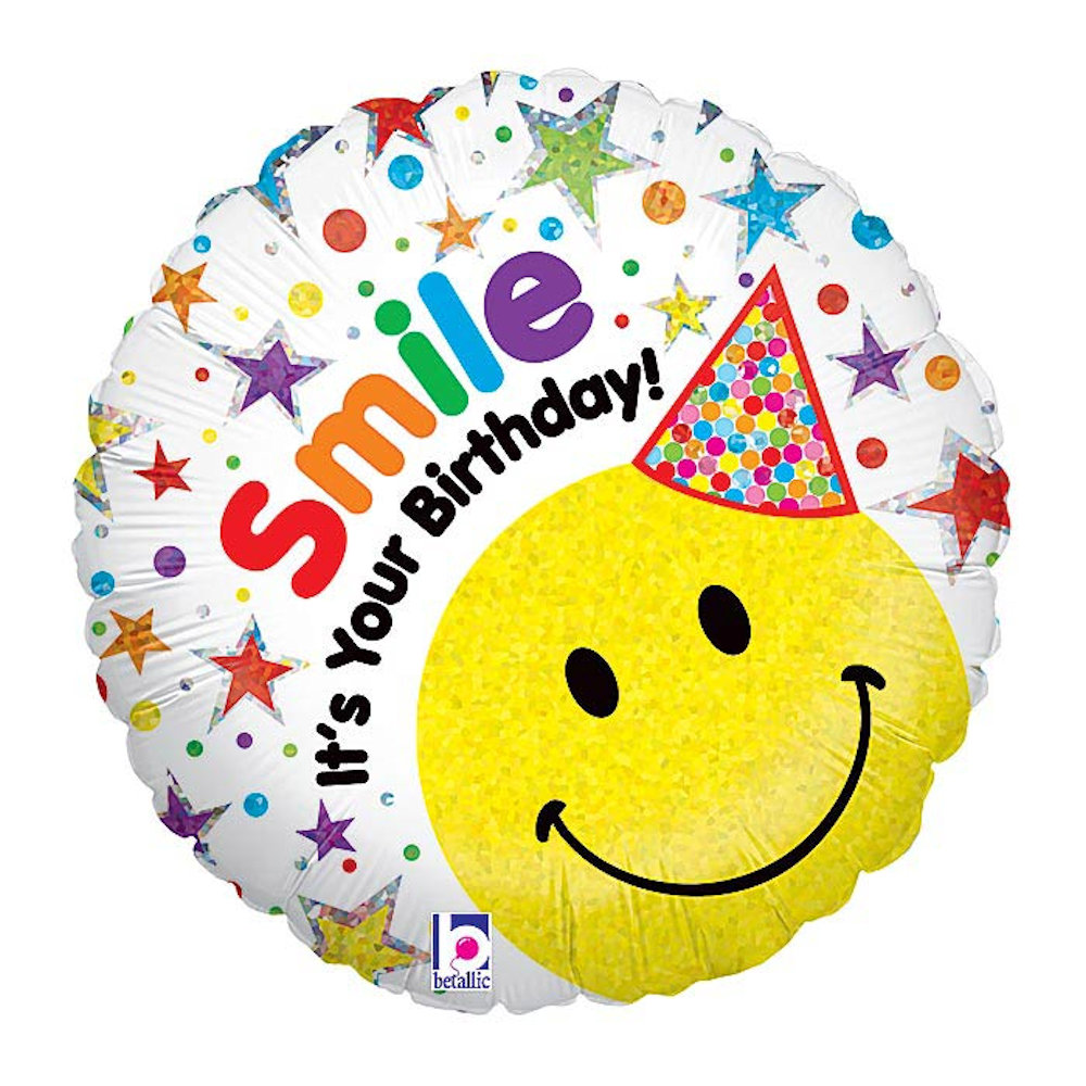 burton+BURTON 18" Happy Birthday Smiley Balloon