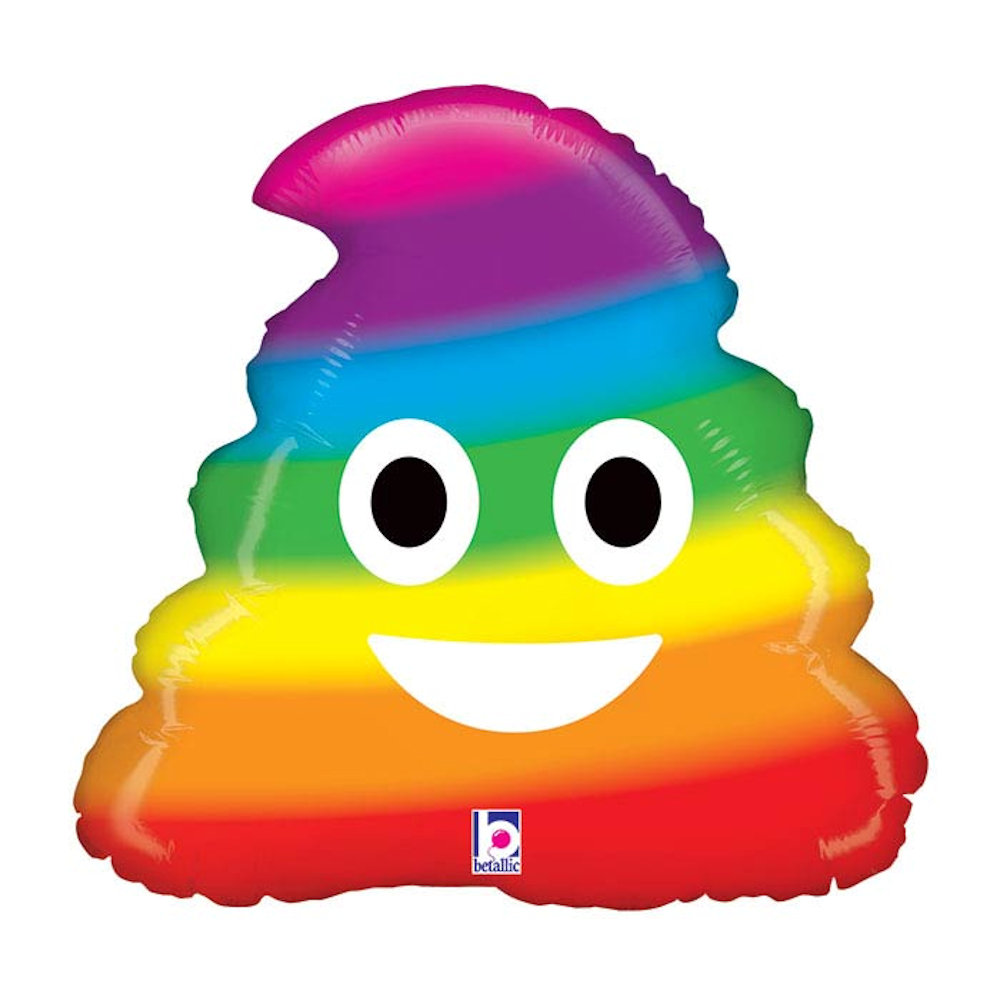 burton+BURTON 20" Rainbow Poo Emoji Foil Balloon