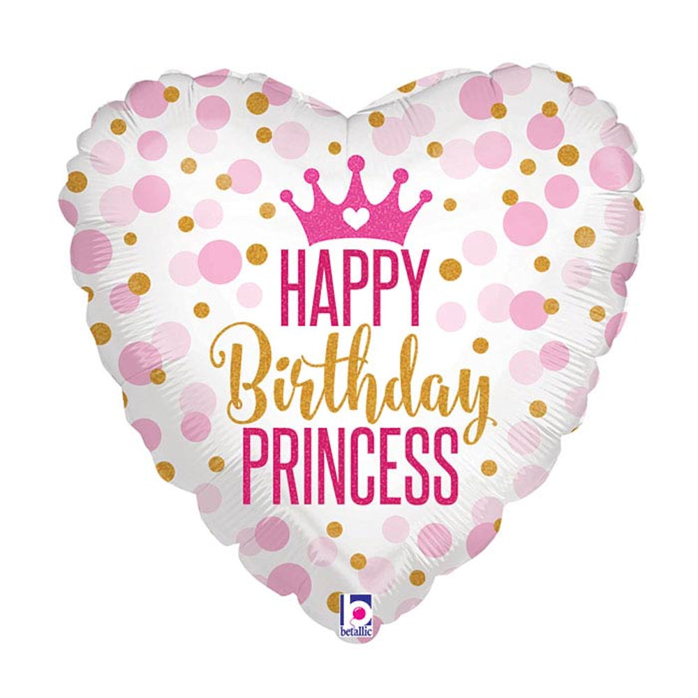 burton+BURTON 18" Happy Birthday Princess Glitter Balloon