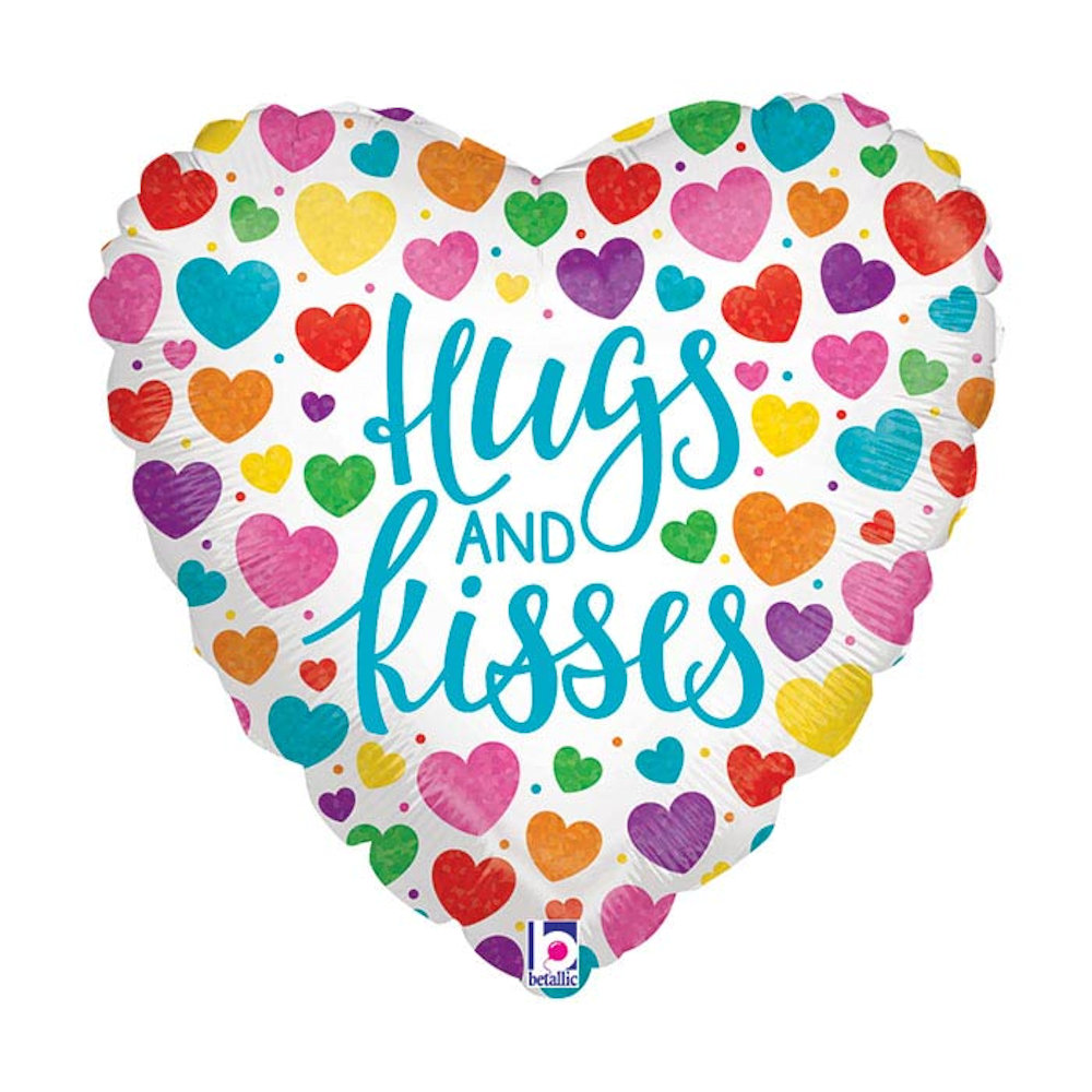 burton+BURTON 18" Hugs & Kisses Heart Holographic Foil Balloon