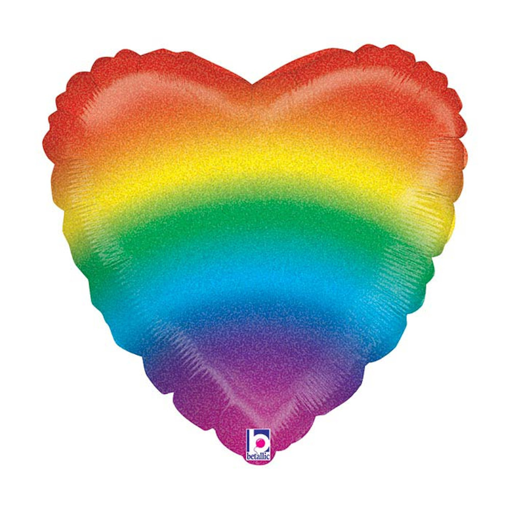 burton+BURTON 18" Rainbow Heart Foil Balloon