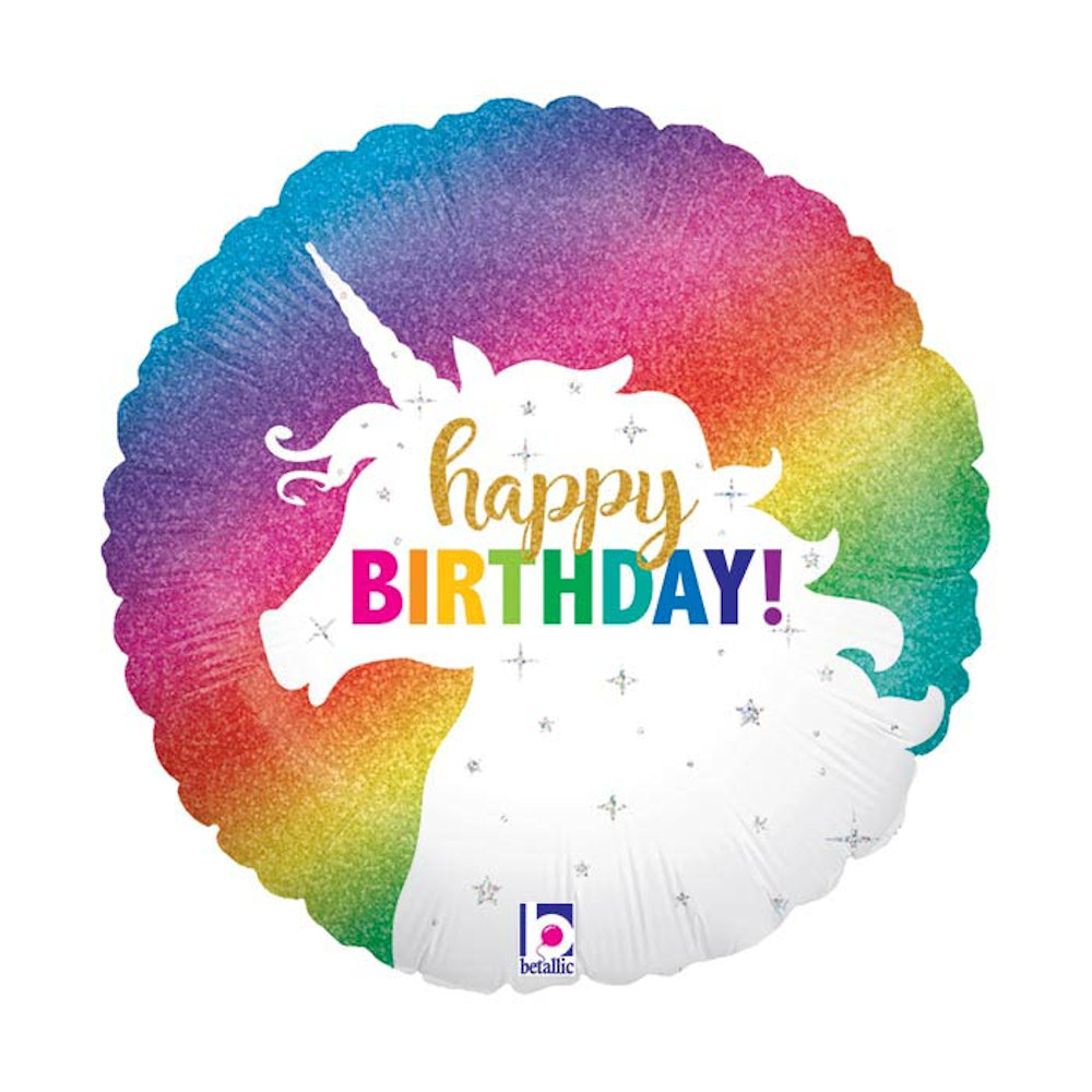 burton+BURTON 18" Happy Birthday Unicorn Glitter Balloon
