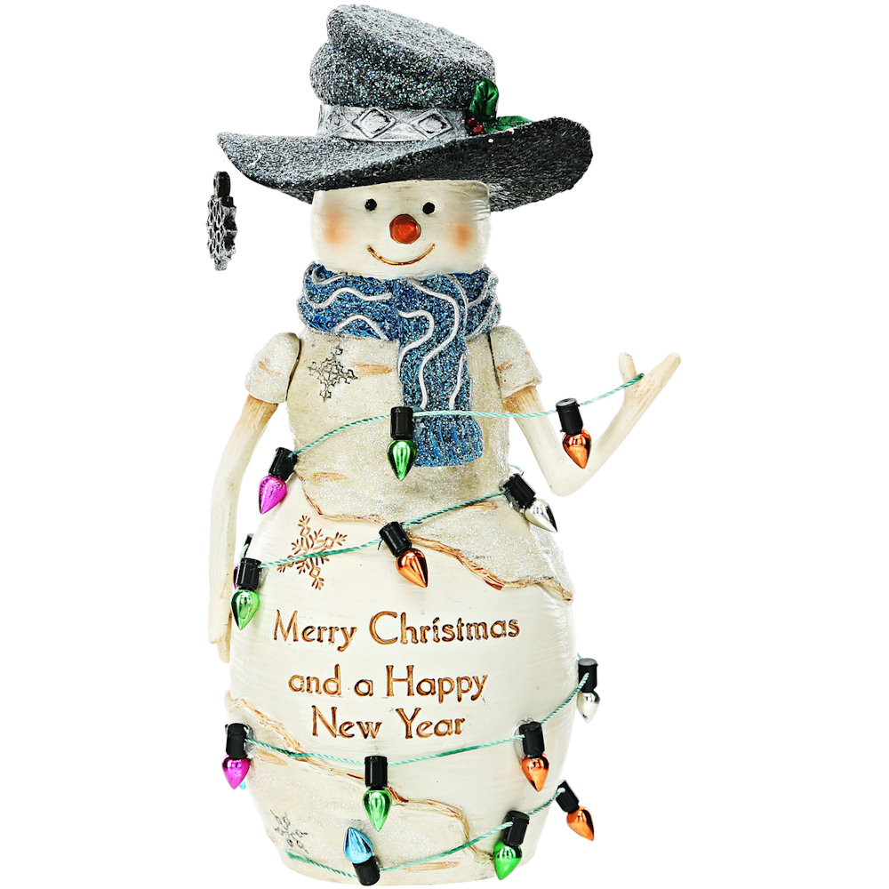 Pavilion Gift New Year - 6" Snowman with String Lights Figurine