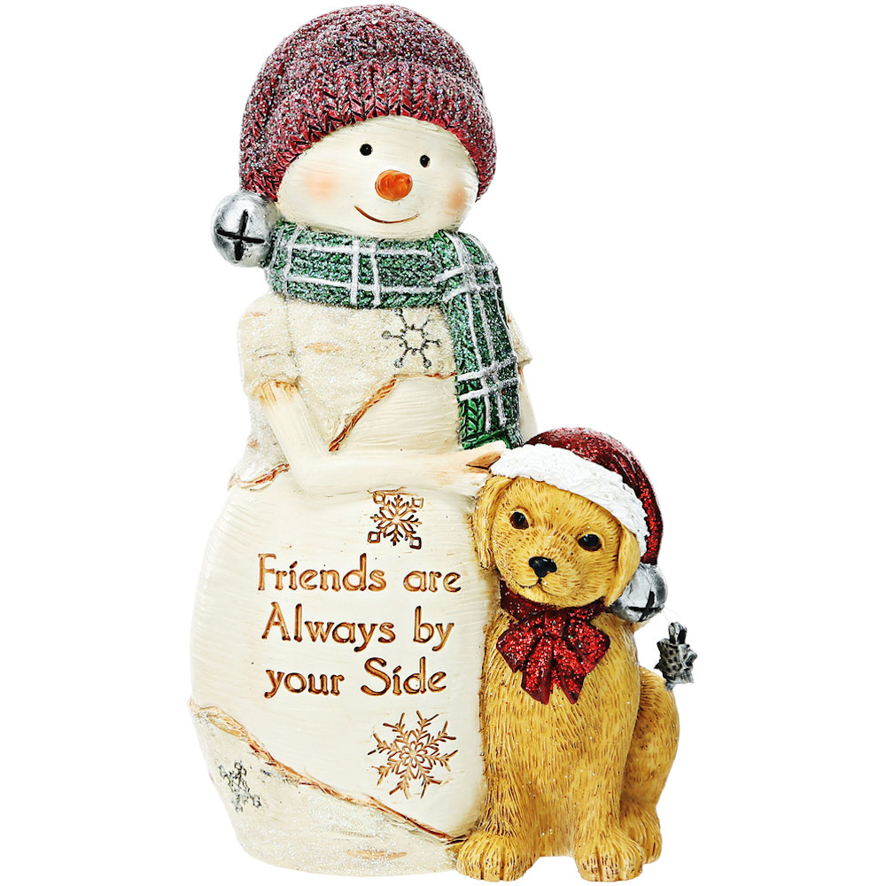 Pavilion Gift Friends By Your Side - 5" Snowman with Dog Figurine