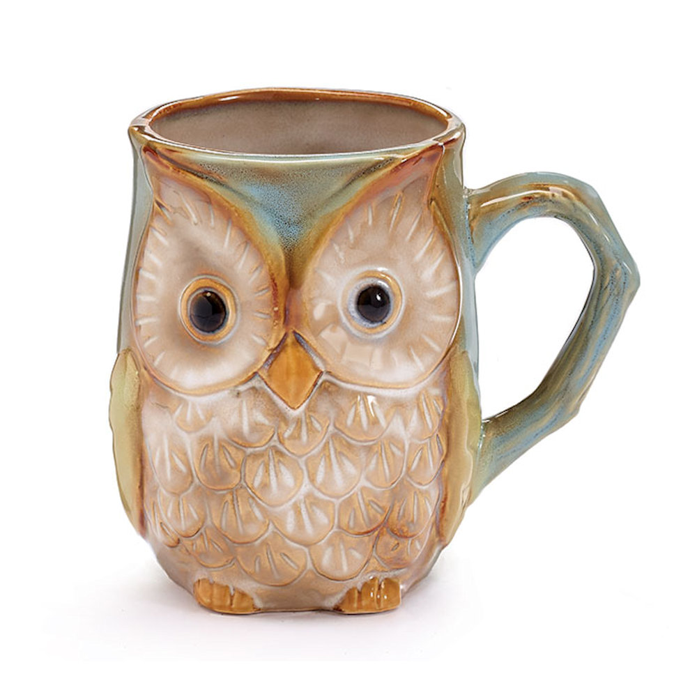 burton+BURTON Blue/Green Owl Porcelain Mug