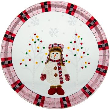 Pavilion Gift Plaid Snowman Candle Tray