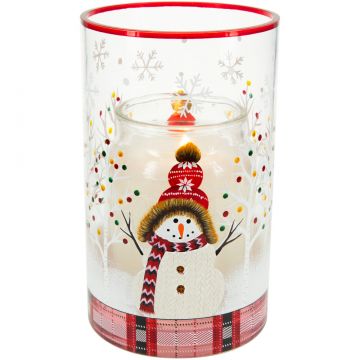 Pavilion Gift Plaid Snowman Jar Candle Holder