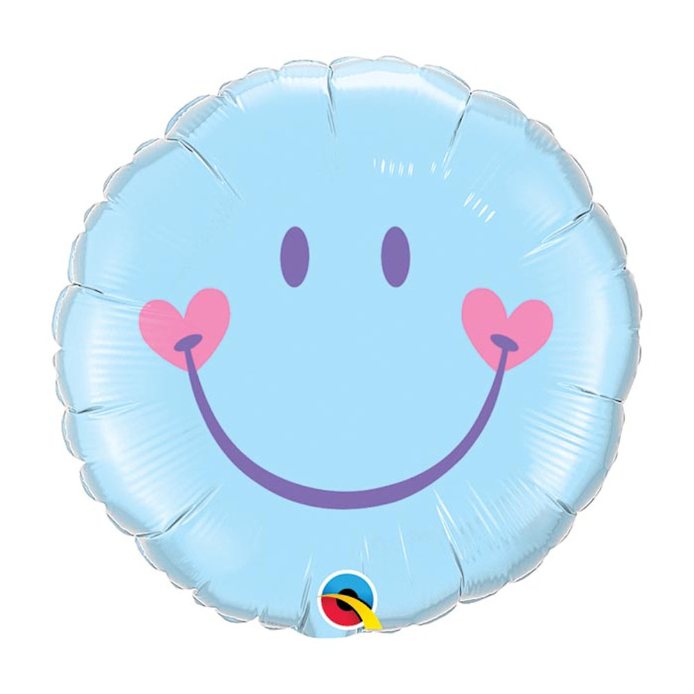 burton+BURTON 18" Blue Sweet Smiley Face Foil Balloon