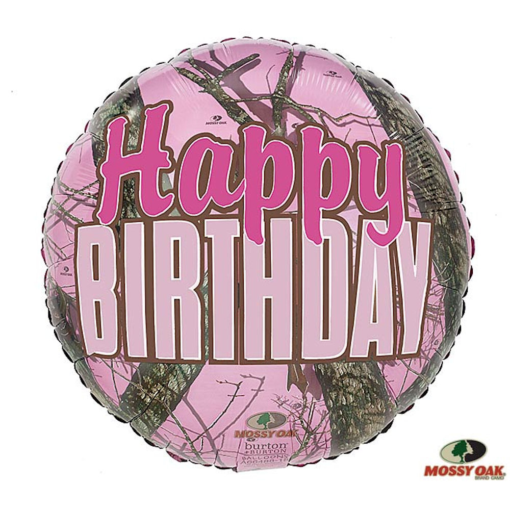 burton+BURTON 17" Happy Birthday Pink Mossy Oak Balloon