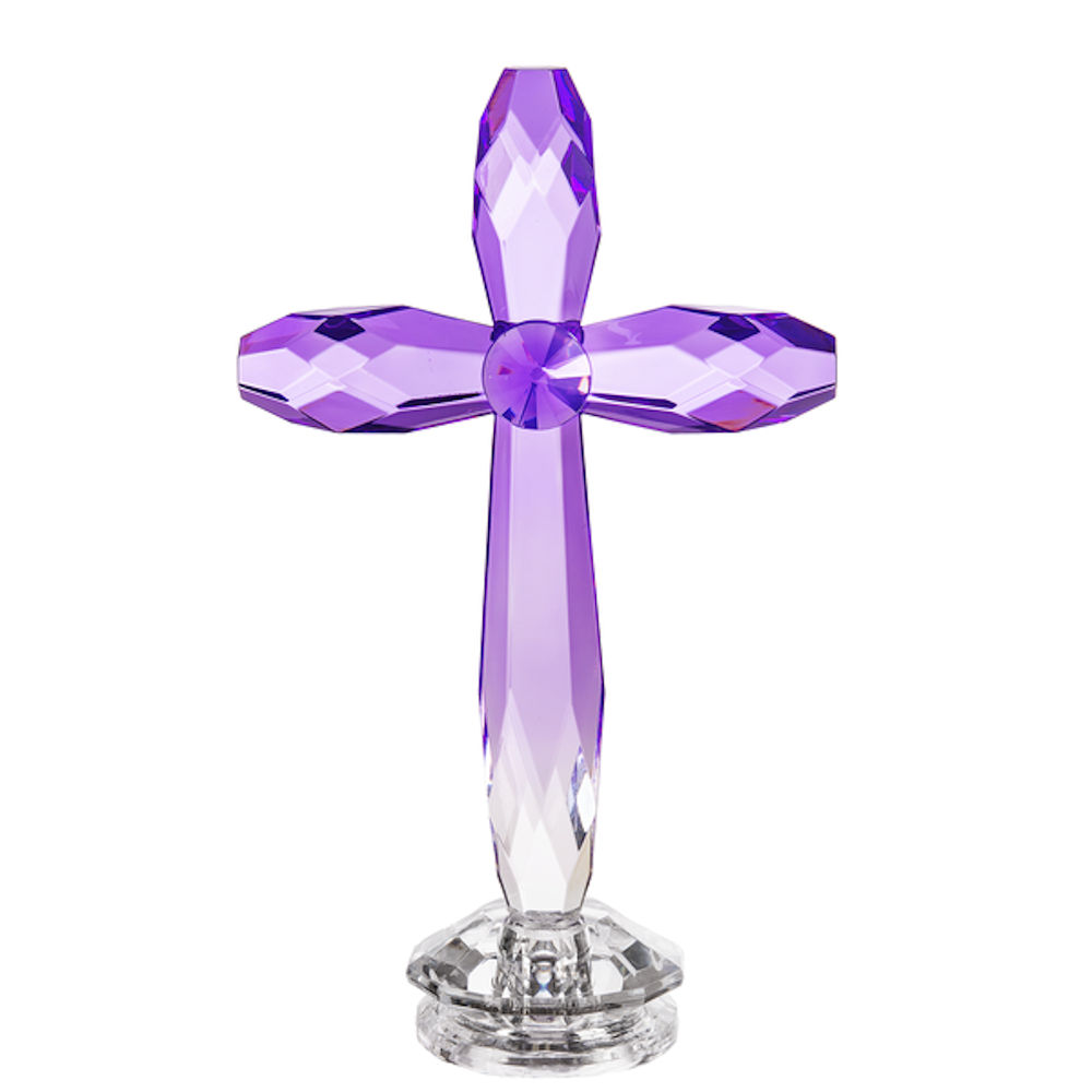 Ganz Crystal Expressions Purple Standing Cross Acrylic 7.5 Inches