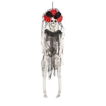 Ganz Costume Skeleton Ornament - Black and Red Roses