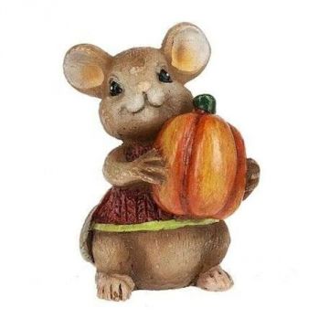 Ganz Blessed & Thankful Stone - Mouse Holding a Pumpkin