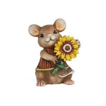Ganz Blessed & Thankful Stone - Mouse Holding a Sun Flower
