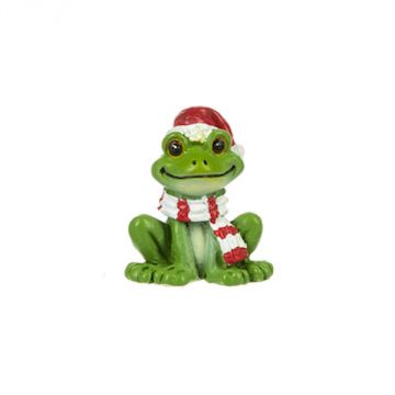 Ganz Merry Mistle-Toad Stone - Frog with White and Red Scarf