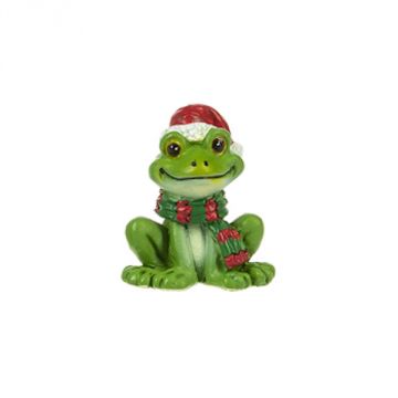 Ganz Merry Mistle-Toad Stone - Frog with Green and Red Scarf