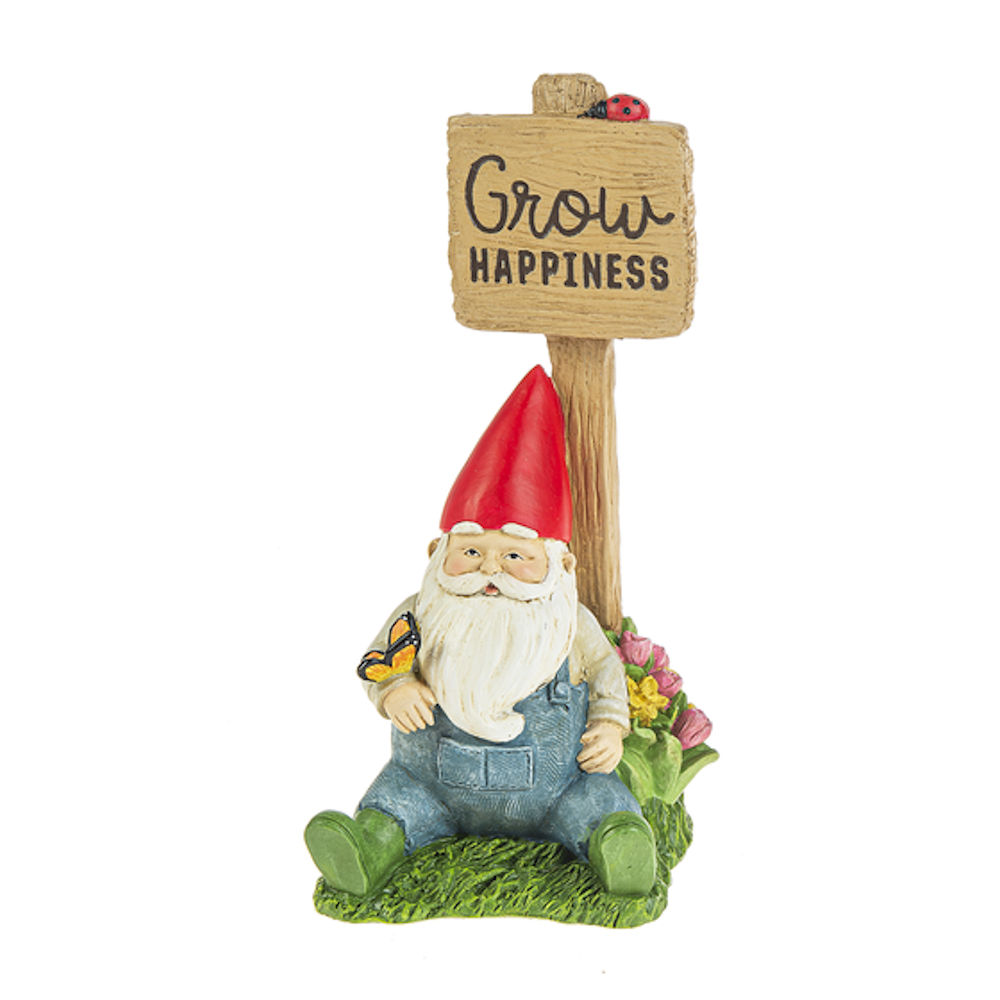 Ganz Midwest-CBK Gnome Figurine with Grow Happiness Sign