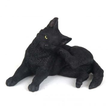 Veronese Design Black Cat - Rear Foot Scratching Ear - Mini Figurine