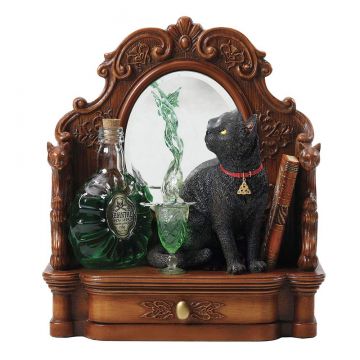 Veronese Design Absinthe by Lisa Parker - Black Cat Mirror with Drawer