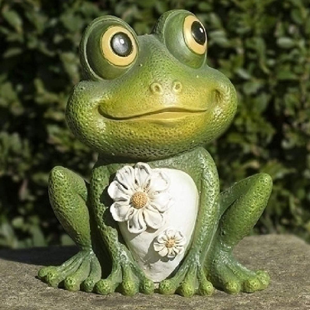 Roman Mini Frog Painted Critter Outdoor Garden Statue