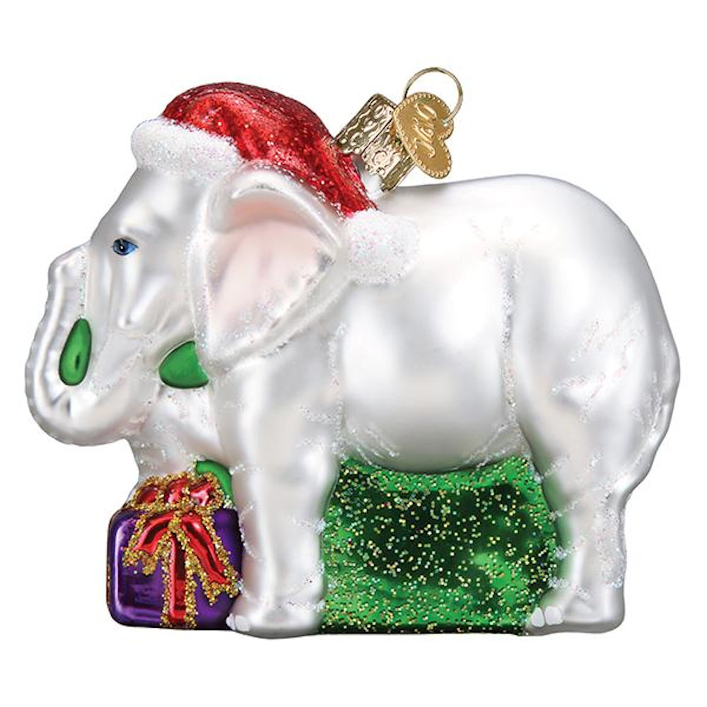 Old World Christmas White Elephant Ornament