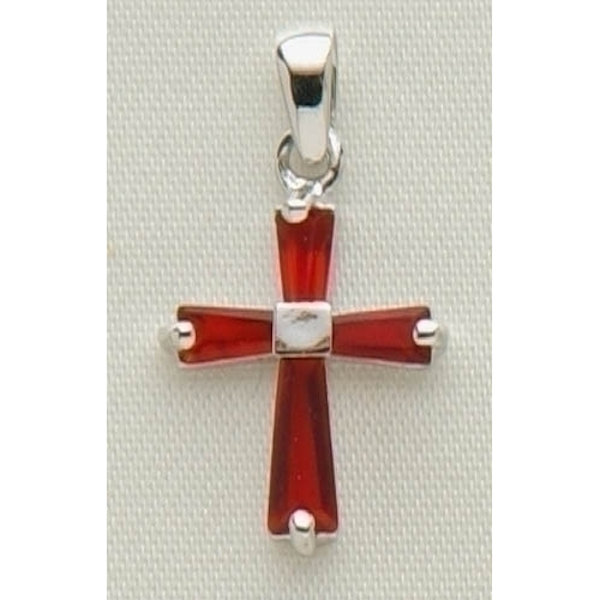 Roman January Birthstone Cross Necklace with 15" Chain + 3" Extender