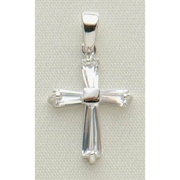 Roman April Birthstone Cross Necklace with 15" Chain + 3" Extender