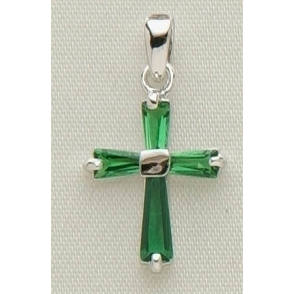 Roman May Birthstone Cross Necklace with 15" Chain + 3" Extender