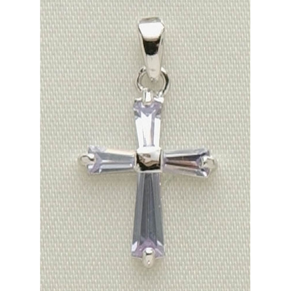 Roman June Birthstone Cross Necklace with 15" Chain + 3" Extender