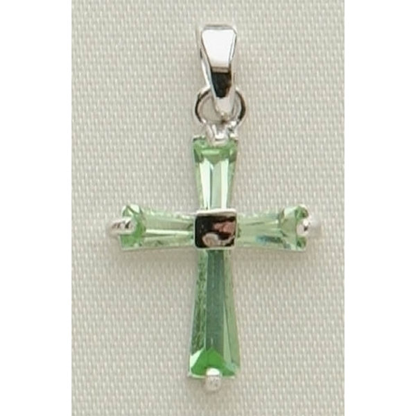 Roman August Birthstone Cross Necklace with 15" Chain + 3" Extender