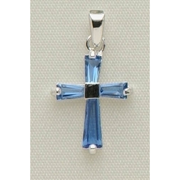 Roman September Birthstone Cross Necklace with 15" Chain + 3" Extender