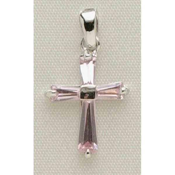 Roman October Birthstone Cross Necklace with 15" Chain + 3" Extender
