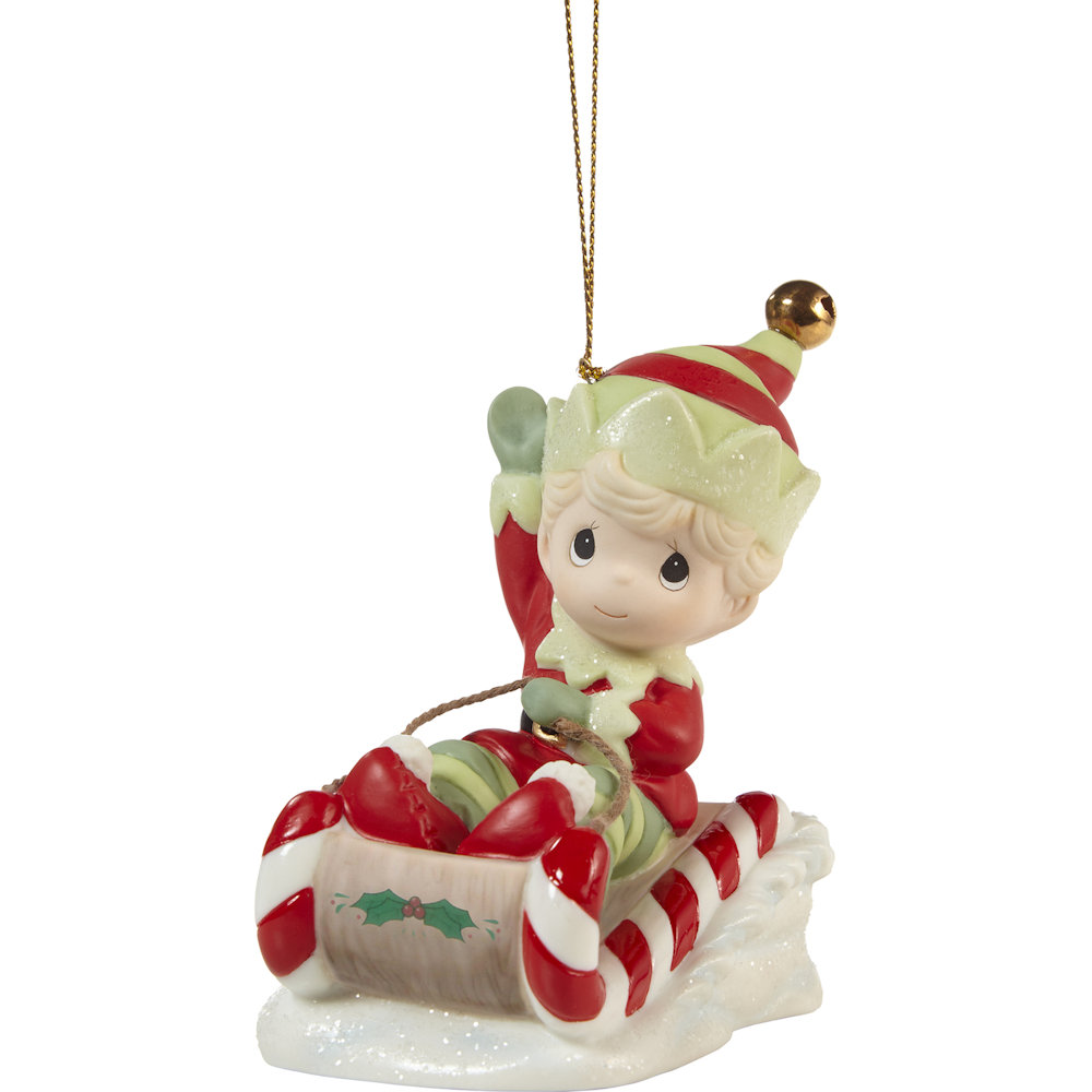 Precious Moments Christmas Is Coming, Enjoy The Ride 2021 Elf Ornament