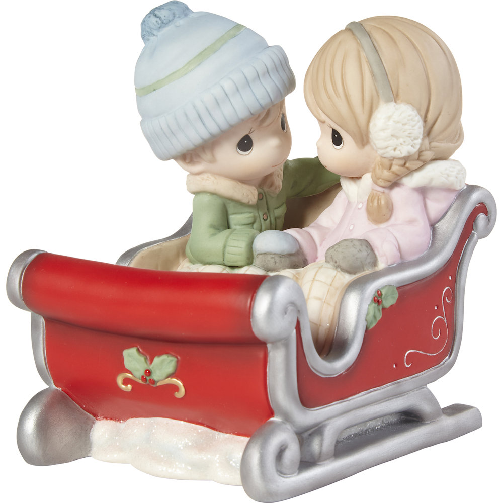 Precious Moments A Cozy Ride By Your Side - Couple In Sleigh Figurine