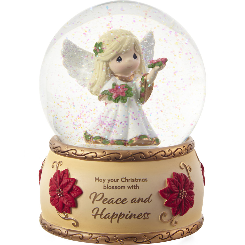 Precious Moments May Your Christmas Blossom With Peace Angel SnowGlobe