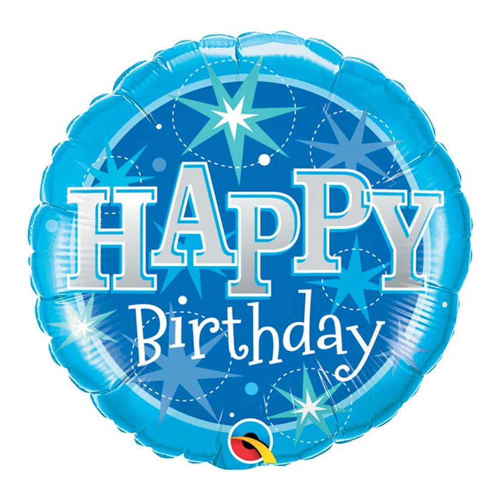 burton+BURTON 18" Happy Birthday Blue Sparkle Balloon