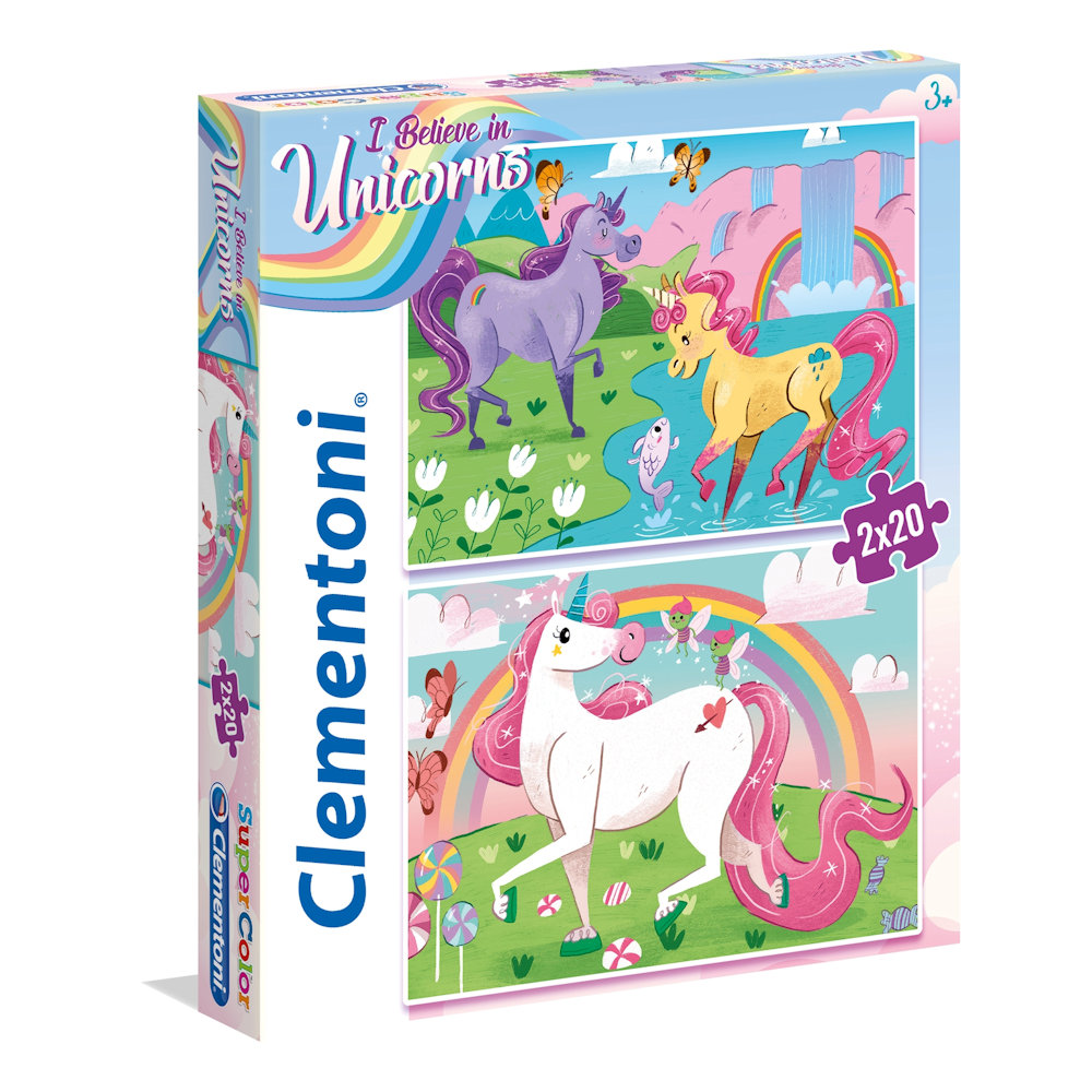 Clementoni Super Color Series 2x20 - I Believe in Unicorns Puzzles