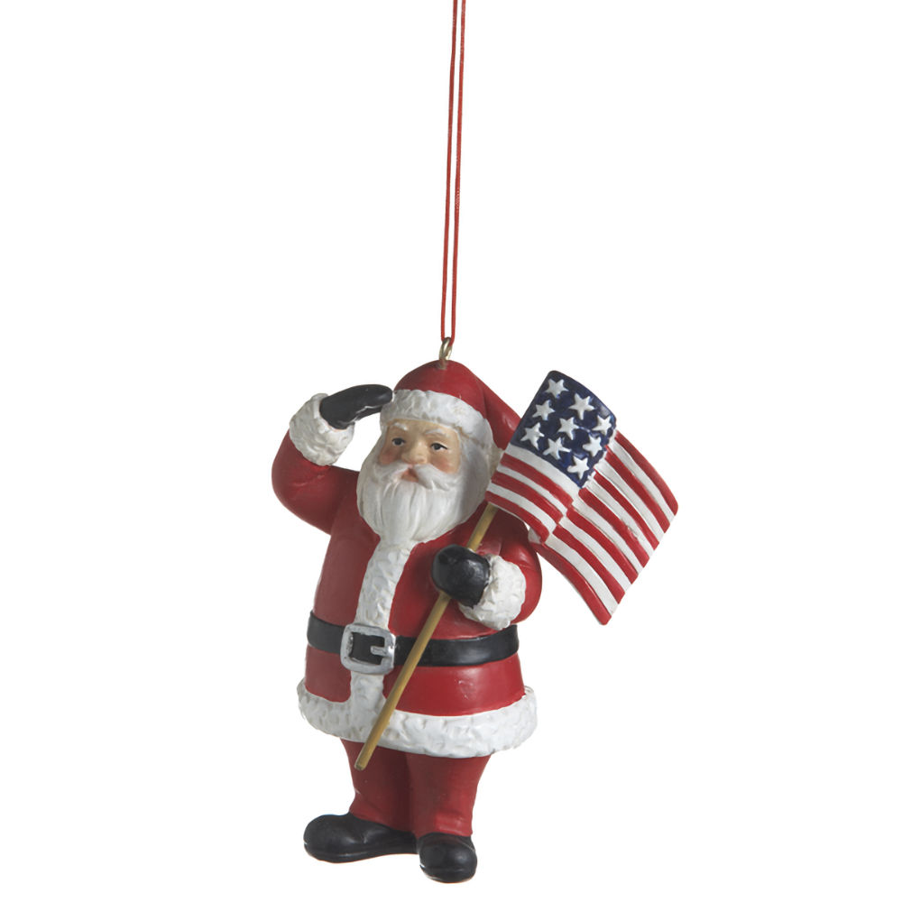 Ganz Midwest-CBK Patriotic Santa Ornament