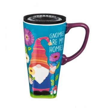 Evergreen Gnomies Homies 17 oz Ceramic FLOMO 360 Travel Cup