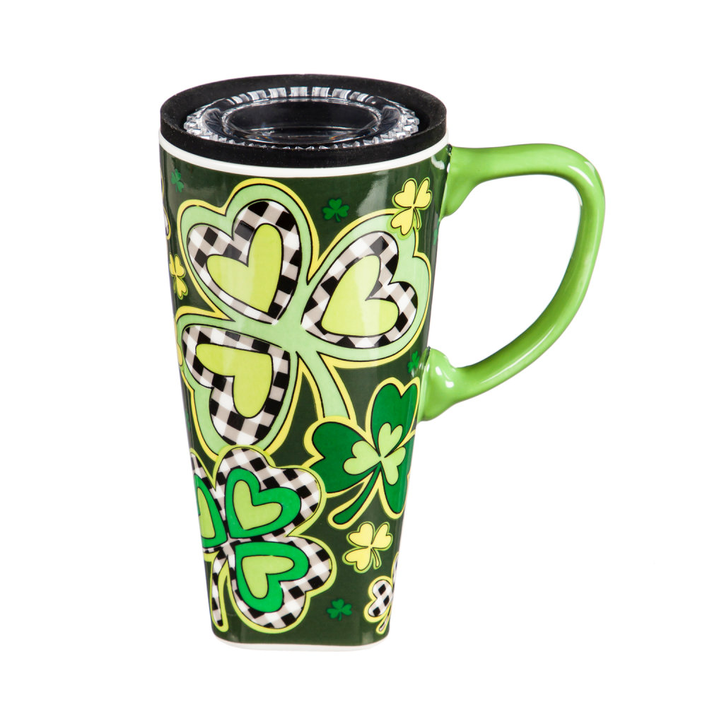 Evergreen St Patricks 17 oz Ceramic FLOMO 360 Travel Cup