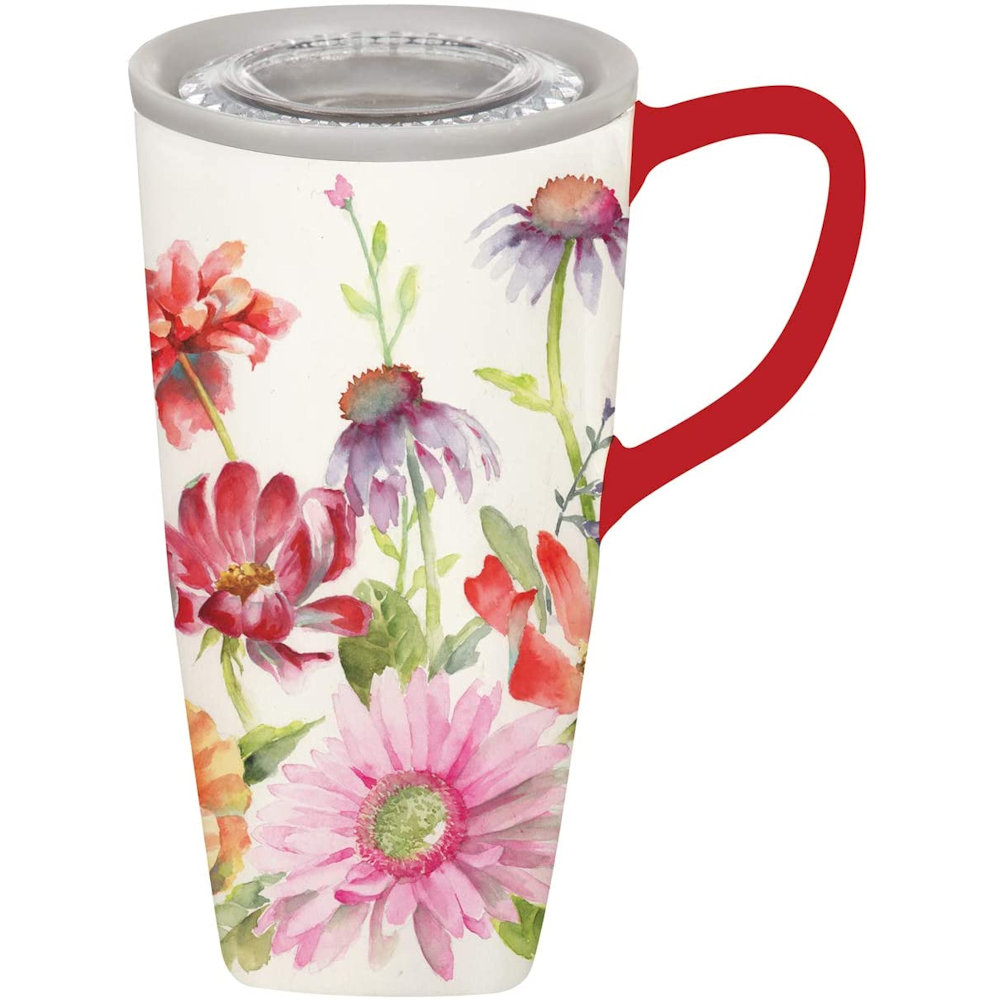 Evergreen Cypress Home Beautiful Butterfly Meadow Ceramic Travel Cup