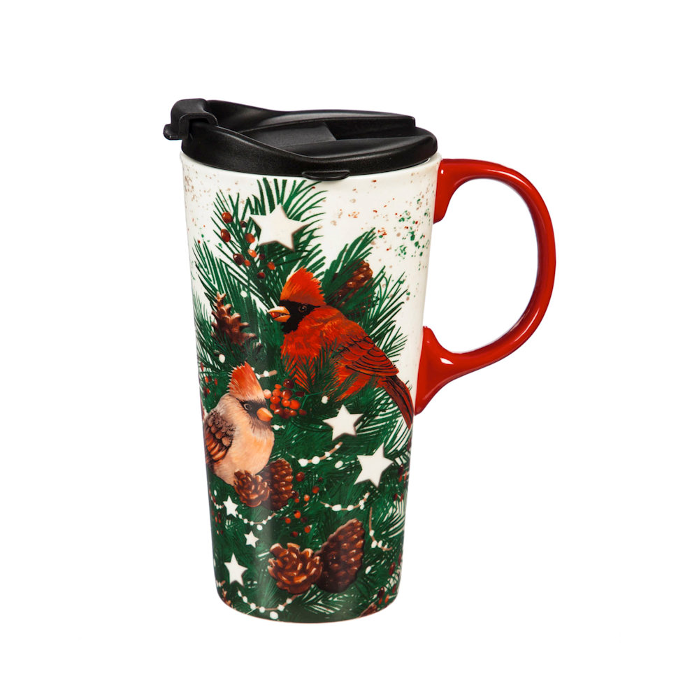 Evergreen Melody in Trees 17 oz Ceramic Travel Cup with Box
