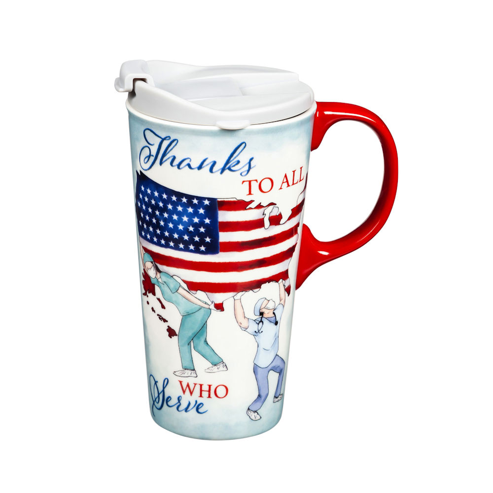 Cypress Home Thanks To All Who Serve 17 oz Ceramic Travel Cup
