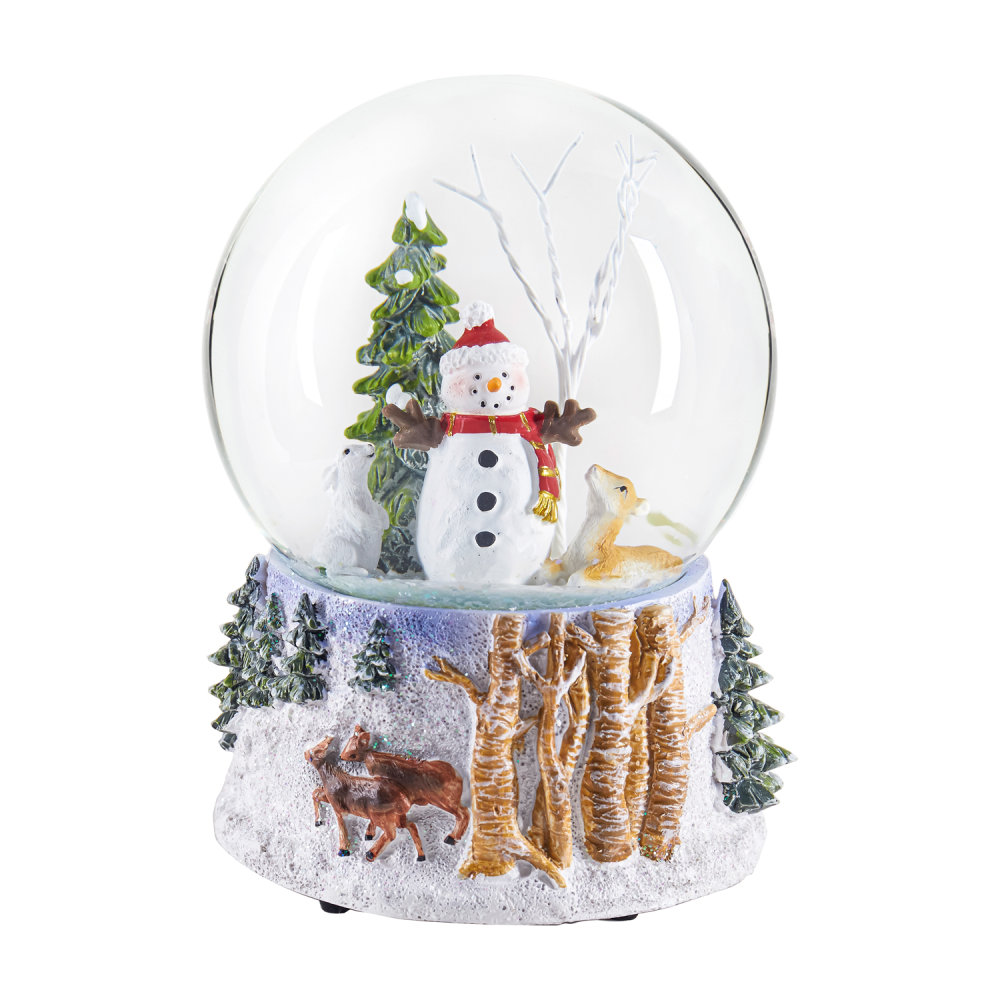 Evergreen Cypress Home Musical Polyresin Water Globe with Snowman Icon